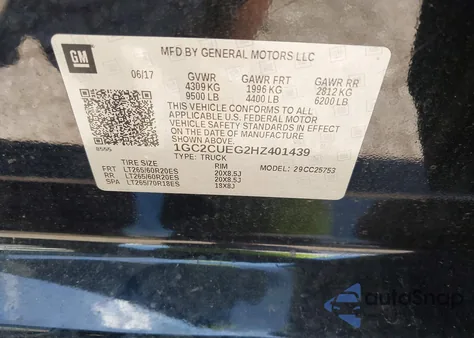 2017 Chevrolet Silverado 2500Hd Wt from USA, damaged, VIN 1GC2CUEG2HZ401439